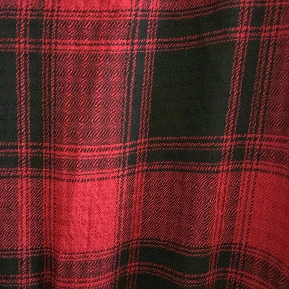 Knox Rose Festive Holiday Christmas Ruby Plaid Black V-neck Button Front Dress - Picture 5 of 11